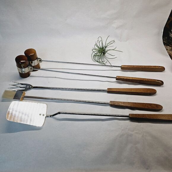 Vintage Mid Century BBQ Utensil Set MCM Grill Salt Pepper Spatula Fork Japan - Picture 6 of 11